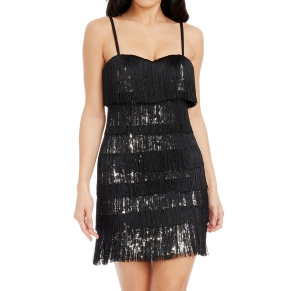 Dress the Population -  Rebecca Fringe Cocktail Minidress - Picture 1 of 11